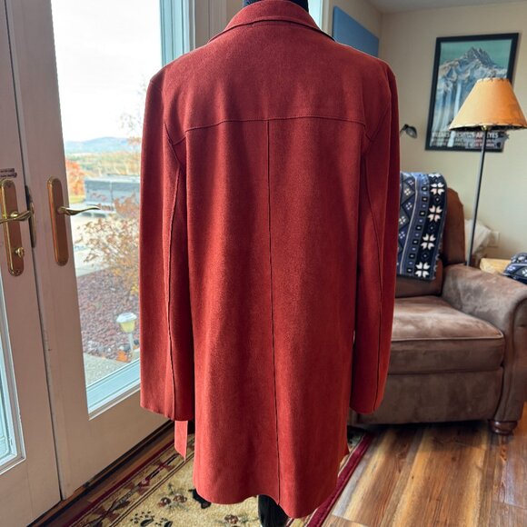 Premise faux suede open jacket in rust orange color. Size M - Picture 2 of 12